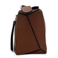 Puzzle Top Handle Bag Small Tan in Calfskin, Palladium hardware