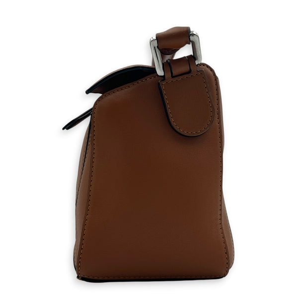 Puzzle Top Handle Bag Small Tan in Calfskin, Palladium hardware