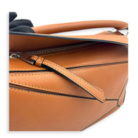 Puzzle Top Handle Bag Small Tan in Calfskin, Palladium hardware