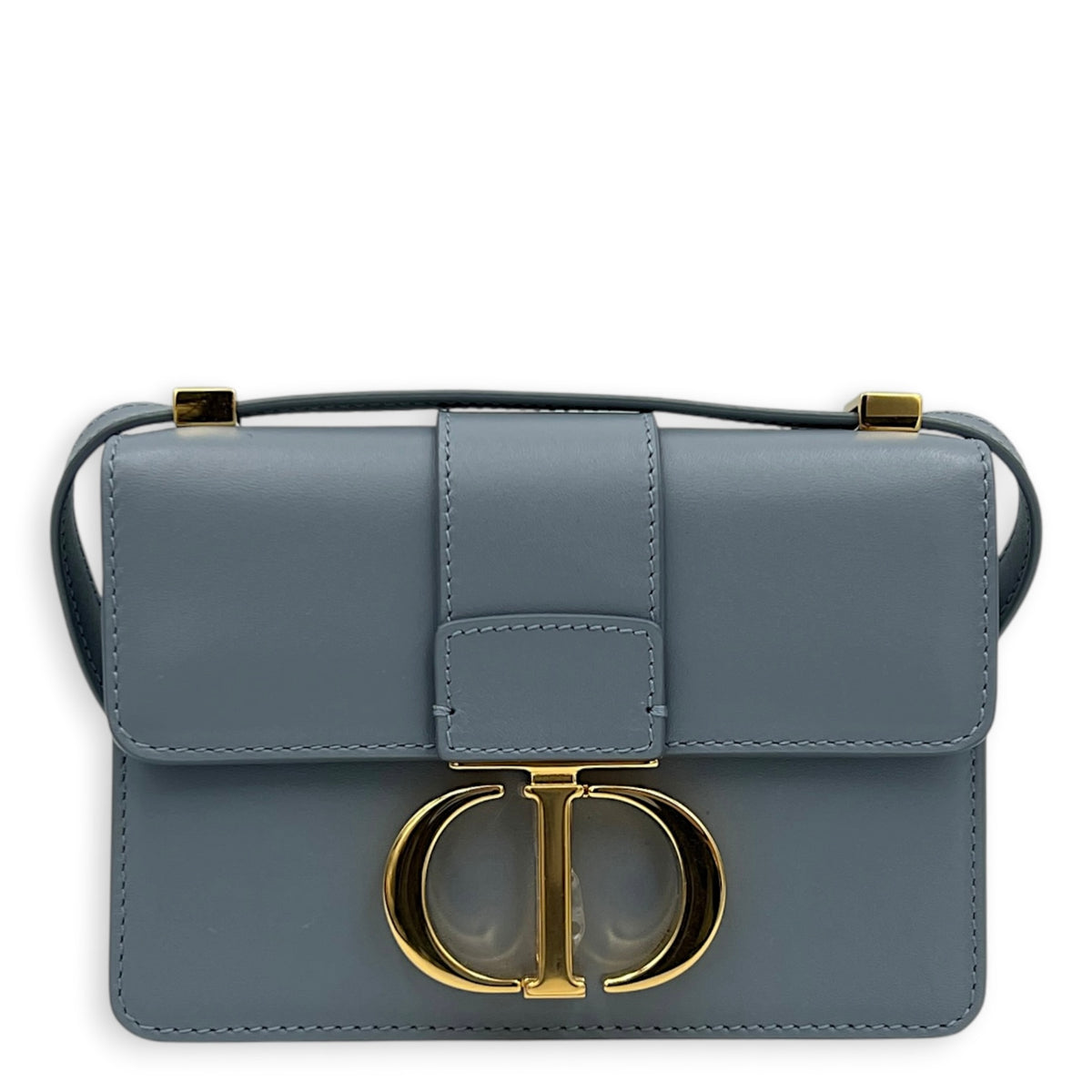 30 Montaigne Crossbody Bag Blue in Calfskin, Gold hardware