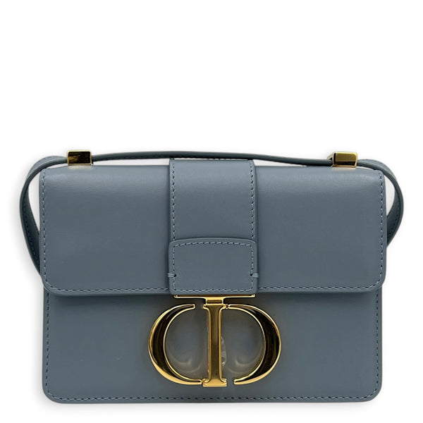 30 Montaigne Crossbody Bag Blue in Calfskin, Gold hardware