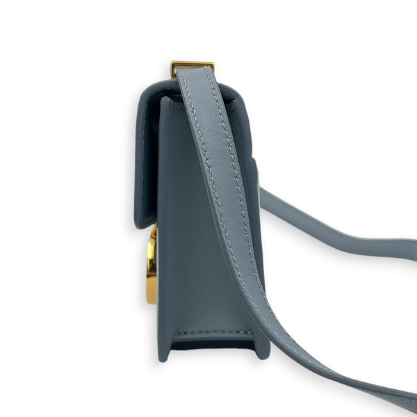 30 Montaigne Crossbody Bag Blue in Calfskin, Gold hardware