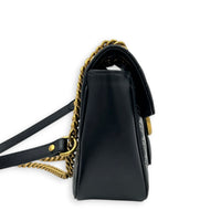 GG Marmont Small Black Shoulder Bag in Calfskin, Gold hardware