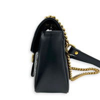 GG Marmont Small Black Shoulder Bag in Calfskin, Gold hardware