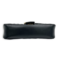 GG Marmont Small Black Shoulder Bag in Calfskin, Gold hardware