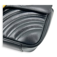 GG Marmont Small Black Shoulder Bag in Calfskin, Gold hardware