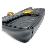 GG Marmont Small Black Shoulder Bag in Calfskin, Gold hardware