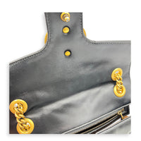 GG Marmont Small Black Shoulder Bag in Calfskin, Gold hardware