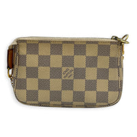 Mini Pochette Accessoires Pouch Damier Azur in Coated Canvas, Gold hardware