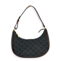 Ava Shoulder Bag Brown in Coated Canvas, Gold hardware