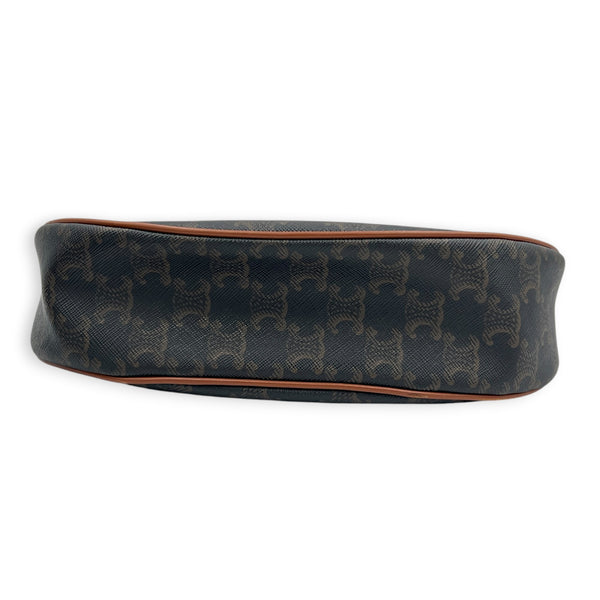 Ava Shoulder Bag Brown in Coated Canvas, Gold hardware