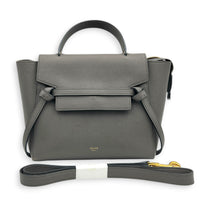 Belt  Top Handle Bag Mini Grey in Calfskin, Gold hardware