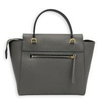 Belt  Top Handle Bag Mini Grey in Calfskin, Gold hardware