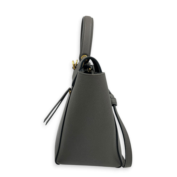 Belt  Top Handle Bag Mini Grey in Calfskin, Gold hardware