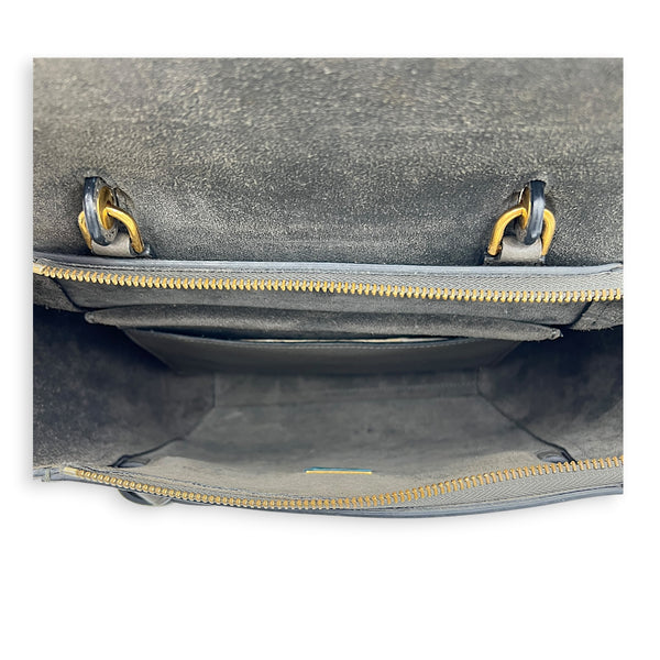 Belt  Top Handle Bag Mini Grey in Calfskin, Gold hardware