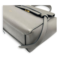 Belt  Top Handle Bag Mini Grey in Calfskin, Gold hardware