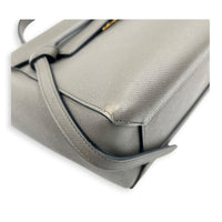 Belt  Top Handle Bag Mini Grey in Calfskin, Gold hardware