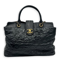 Portobello Tote Bag Black in Calfskin, Gold hardware