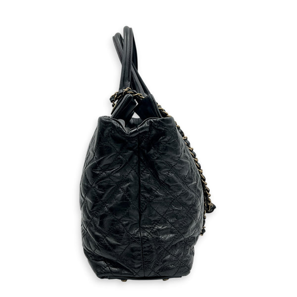 Portobello Tote Bag Black in Calfskin, Gold hardware