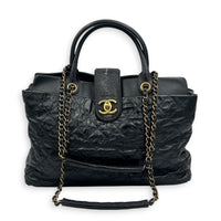 Portobello Tote Bag Black in Calfskin, Gold hardware