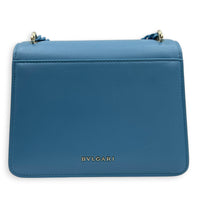 Serpenti Forever Top Handle Bag Blue in Calfskin, Gold hardware