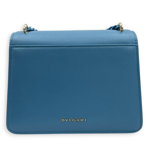 Serpenti Forever Top Handle Bag Blue in Calfskin, Gold hardware