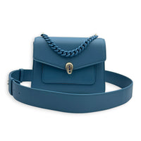 Serpenti Forever Top Handle Bag Blue in Calfskin, Gold hardware