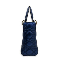 Lady Dior Top Handle Bag Small Metallic Blue in Lambskin, Light Gold hardware