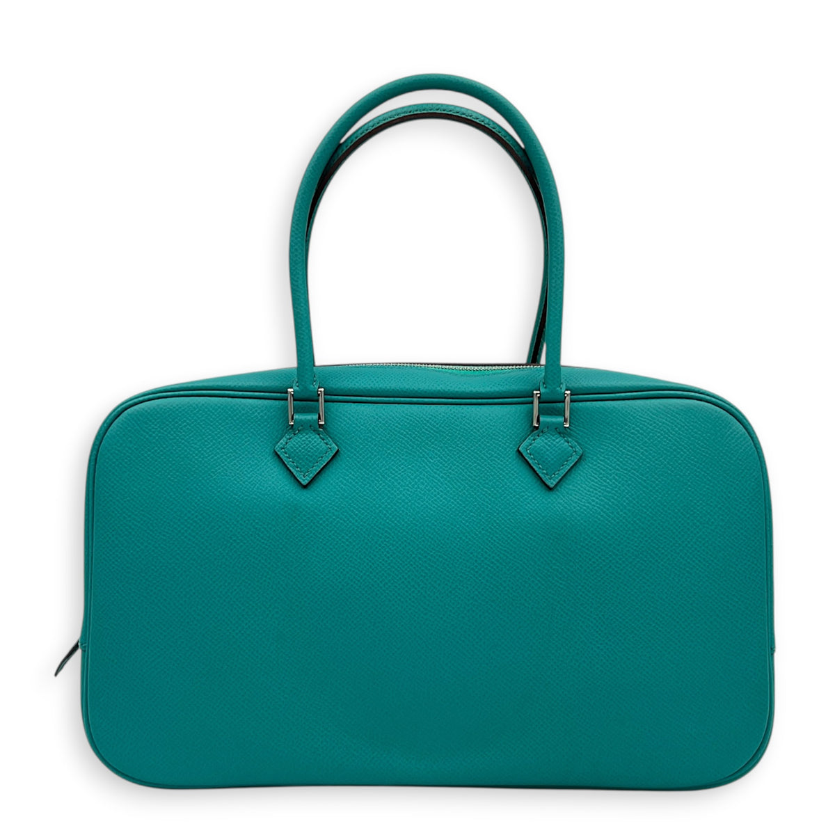 Plume 28 Bleu Paon Top Handle Bag in Epsom, Palladium hardware