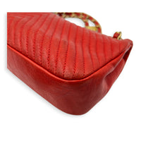 Chevron Seasonal Flap Red Shoulder Bag in Calfskin, Gold hardware