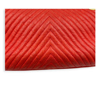 Chevron Seasonal Flap Red Shoulder Bag in Calfskin, Gold hardware
