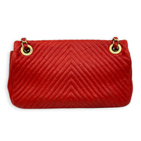 Chevron Seasonal Flap Red Shoulder Bag in Calfskin, Gold hardware