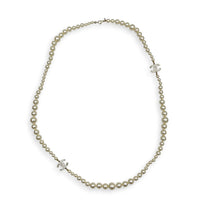 Pearl White Necklace in, Gold hardware
