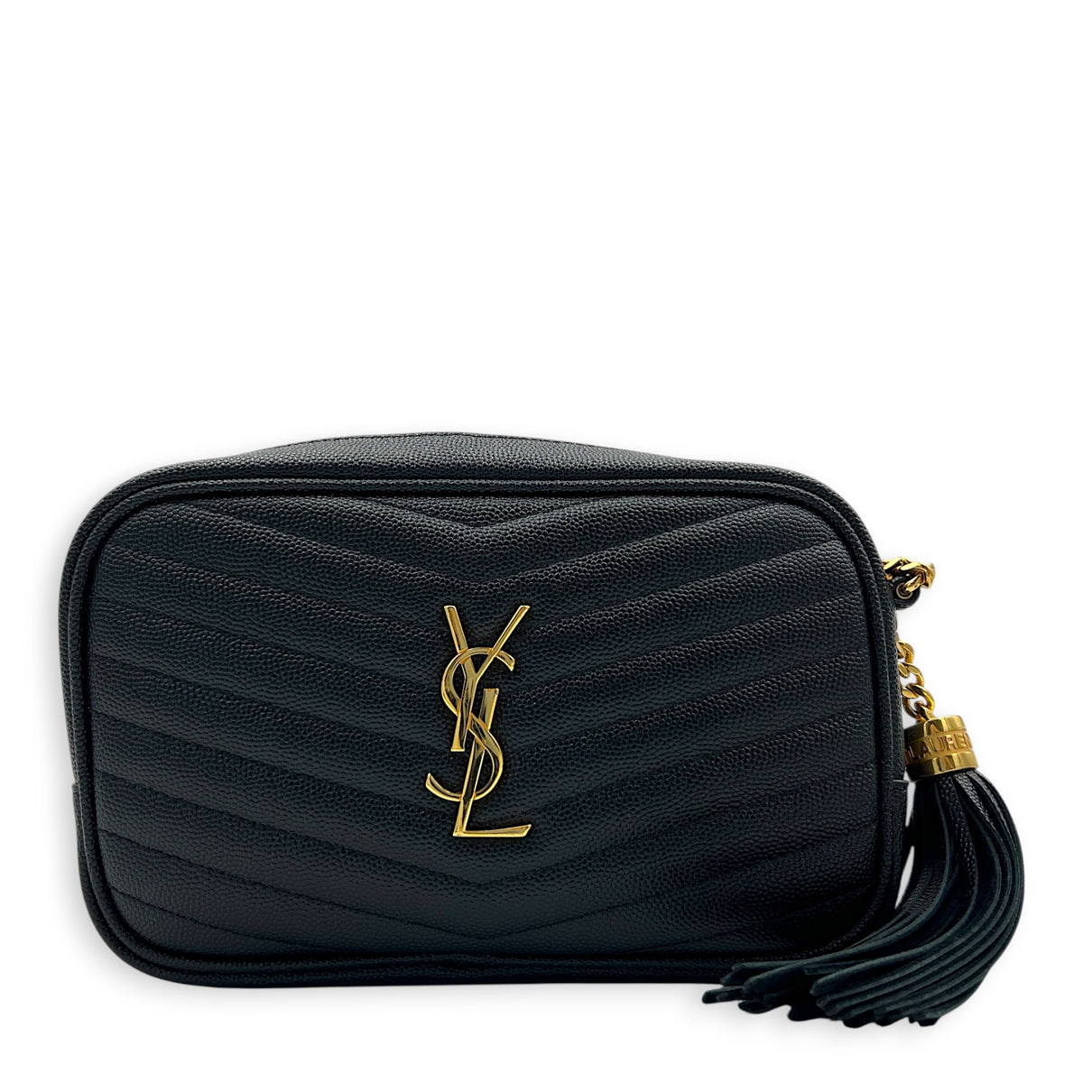 Lou Camera Crossbody Bag Mini Black in Caviar Leather, Gold hardware