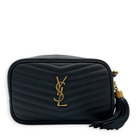 Lou Camera Crossbody Bag Mini Black in Caviar Leather, Gold hardware