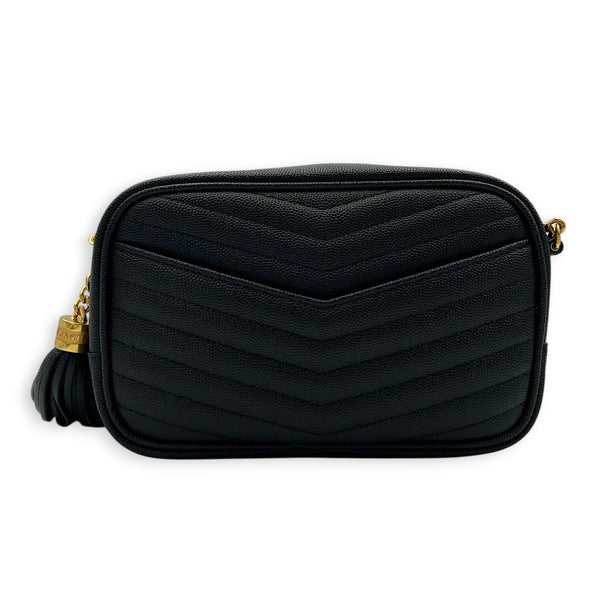 Lou Camera Crossbody Bag Mini Black in Caviar Leather, Gold hardware