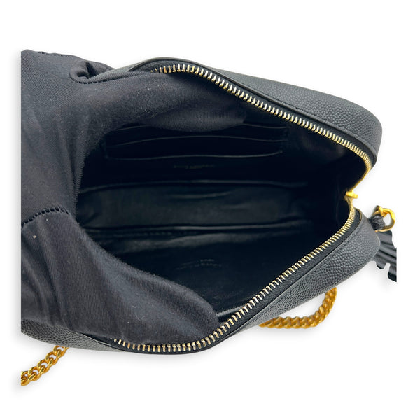 Lou Camera Crossbody Bag Mini Black in Caviar Leather, Gold hardware