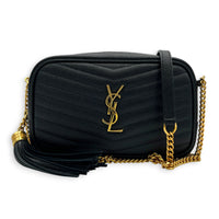 Lou Camera Crossbody Bag Mini Black in Caviar Leather, Gold hardware