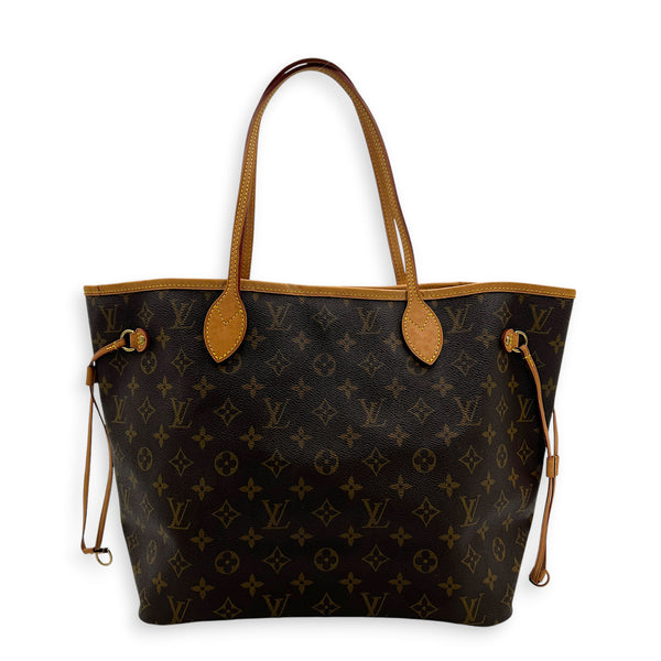 Neverfull MM Brown Tote Bag in Monogram Coated Canvas, Gold hardware