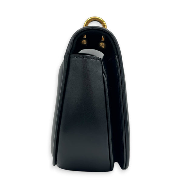 C’mon Crossbody Bag Black in Calfskin, Gold hardware