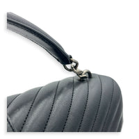 College Shoulder Bag Black in Calfskin, Silver hardware