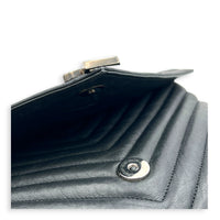 College Shoulder Bag Black in Calfskin, Silver hardware