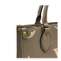 OnTheGo PM Beige Tote Bag in Monogram Empreinte Leather, Gold hardware
