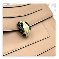 Serpenti Forever Shoulder Bag Beige in Calfskin, Light Gold hardware