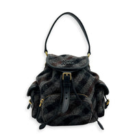 Wool Backpack Grey in Wool, Gold hardware