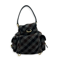Wool Backpack Grey in Wool, Gold hardware