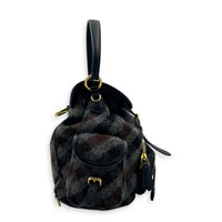 Wool Backpack Grey in Wool, Gold hardware
