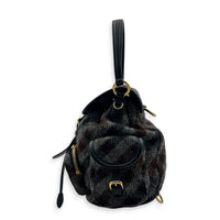 Wool Backpack Grey in Wool, Gold hardware