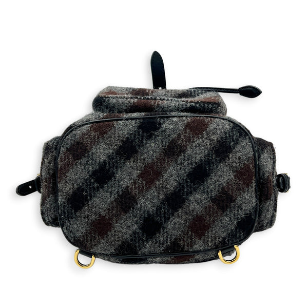 Wool Backpack Grey in Wool, Gold hardware