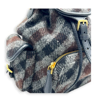 Wool Backpack Grey in Wool, Gold hardware